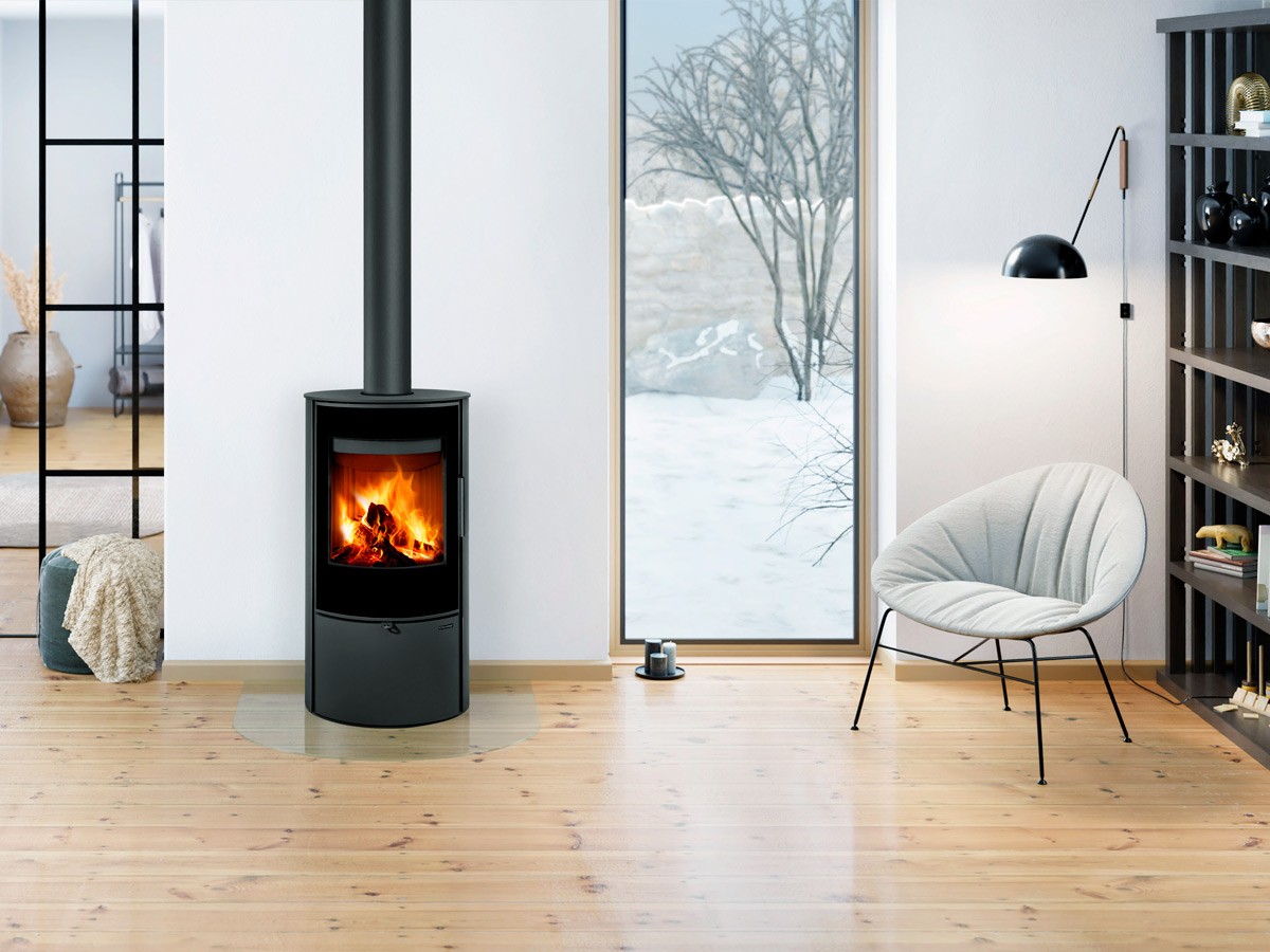 Romotop Laredo plechové čierne matné krbové kachle dizajnové